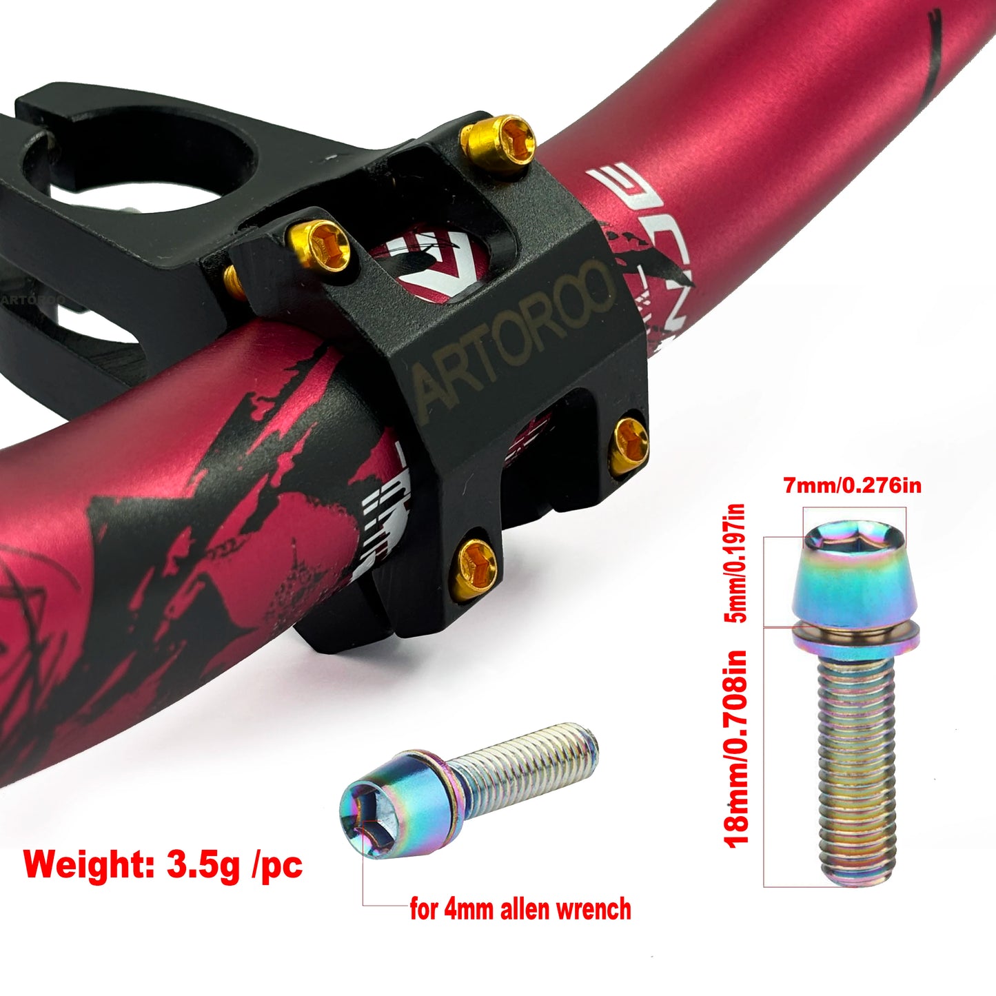 6PCS  Bike Stem M5 Alloy Steel Bolts, Bicycle Stem Bolts Screws,