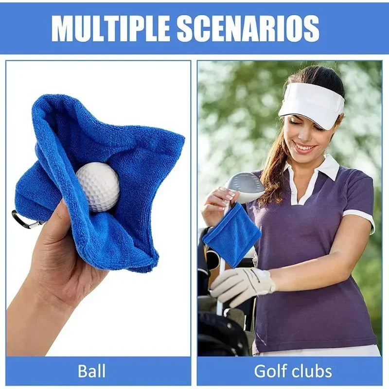 PGM Square Microfiber Golf Ball Cleaning Towel with Carabiner Hook
