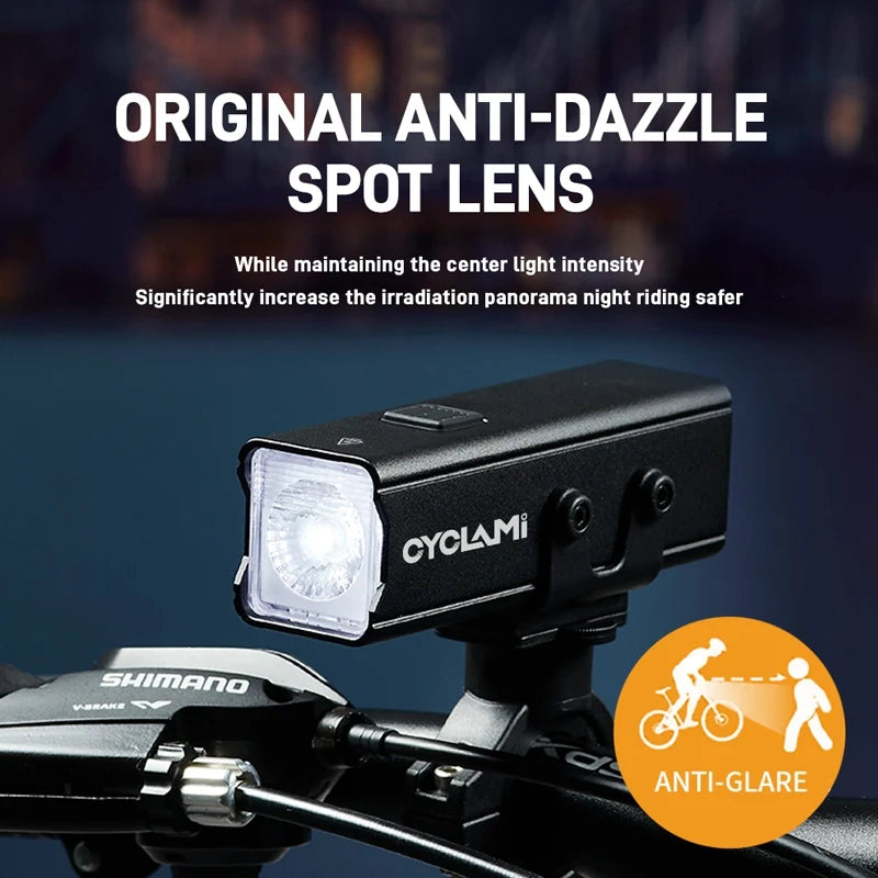 CYCLAMI 1000LM Bike Light Front Lamp Type-C Rechargeable LED 21700