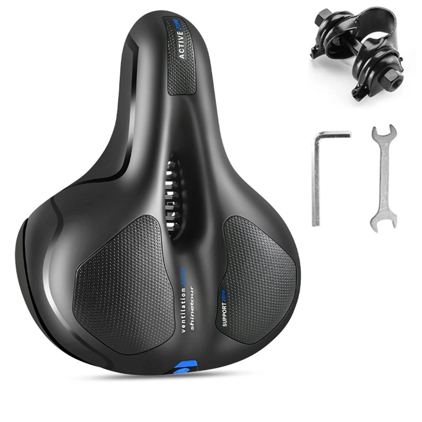 Large Road Bike Breathable Bicycle Saddle, Shock Absorbing Soft