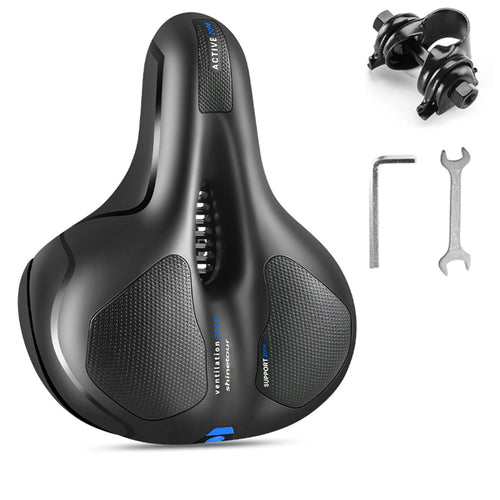 Large Road Bike Breathable Bicycle Saddle, Shock Absorbing Soft