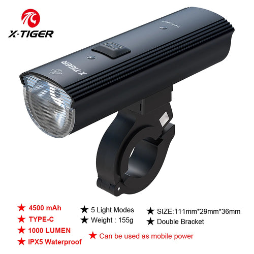 X-TIGER Smart Bicycle Light Waterproof Flashlight TYPE-C Charging
