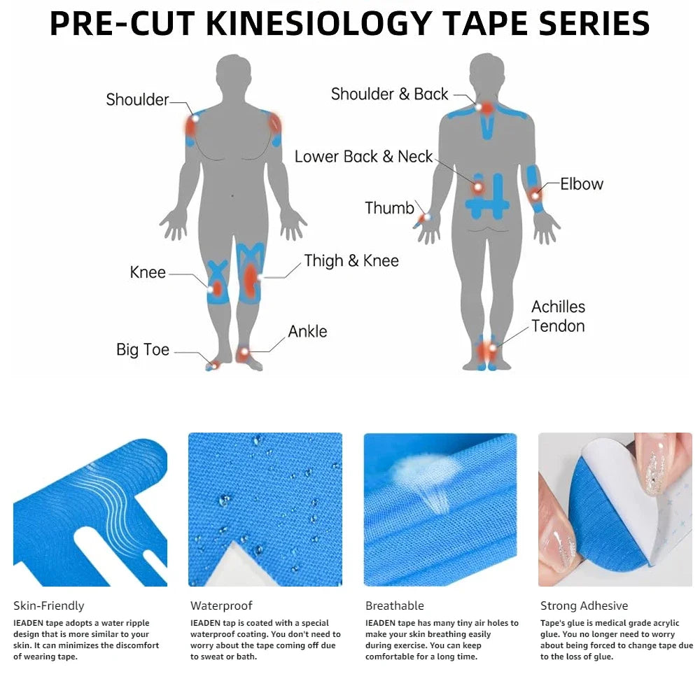 10PCS Kinesiology Tape for Knees,Waterproof & Elastic,Breathable Knee
