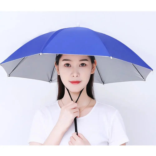 1PC Umbrella Hat Windproof Fishing Head Wearing Sunshade Rain Gear