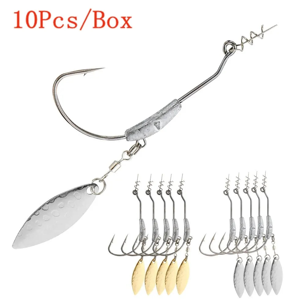 Jig Head Fish Hook 2G 3G 4G Fishing Hooks 10Pcs With Spin Lock Pin