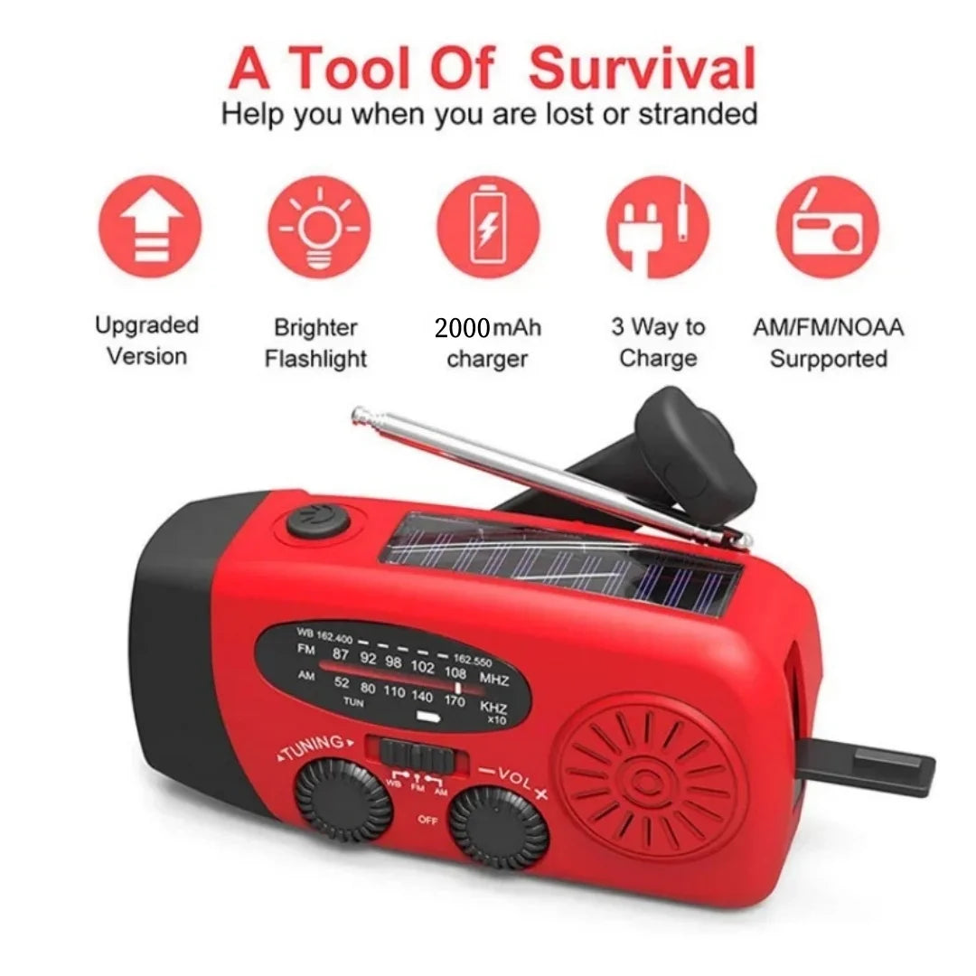 Rechargeable LED Flashlight, AM/FM/NOAA Weather Radio with Hand