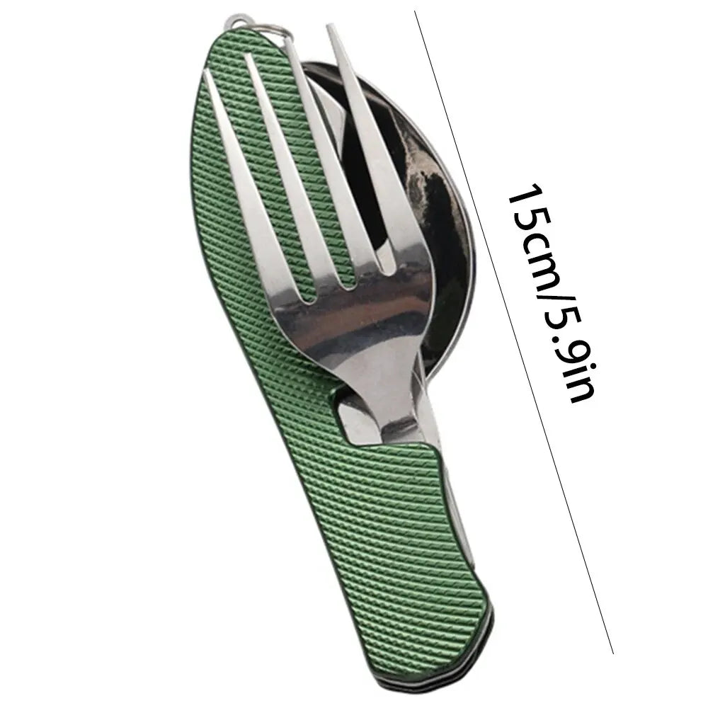 Foldable Camping Utensil Set - Multi-Functional Knife, Fork, Spoon