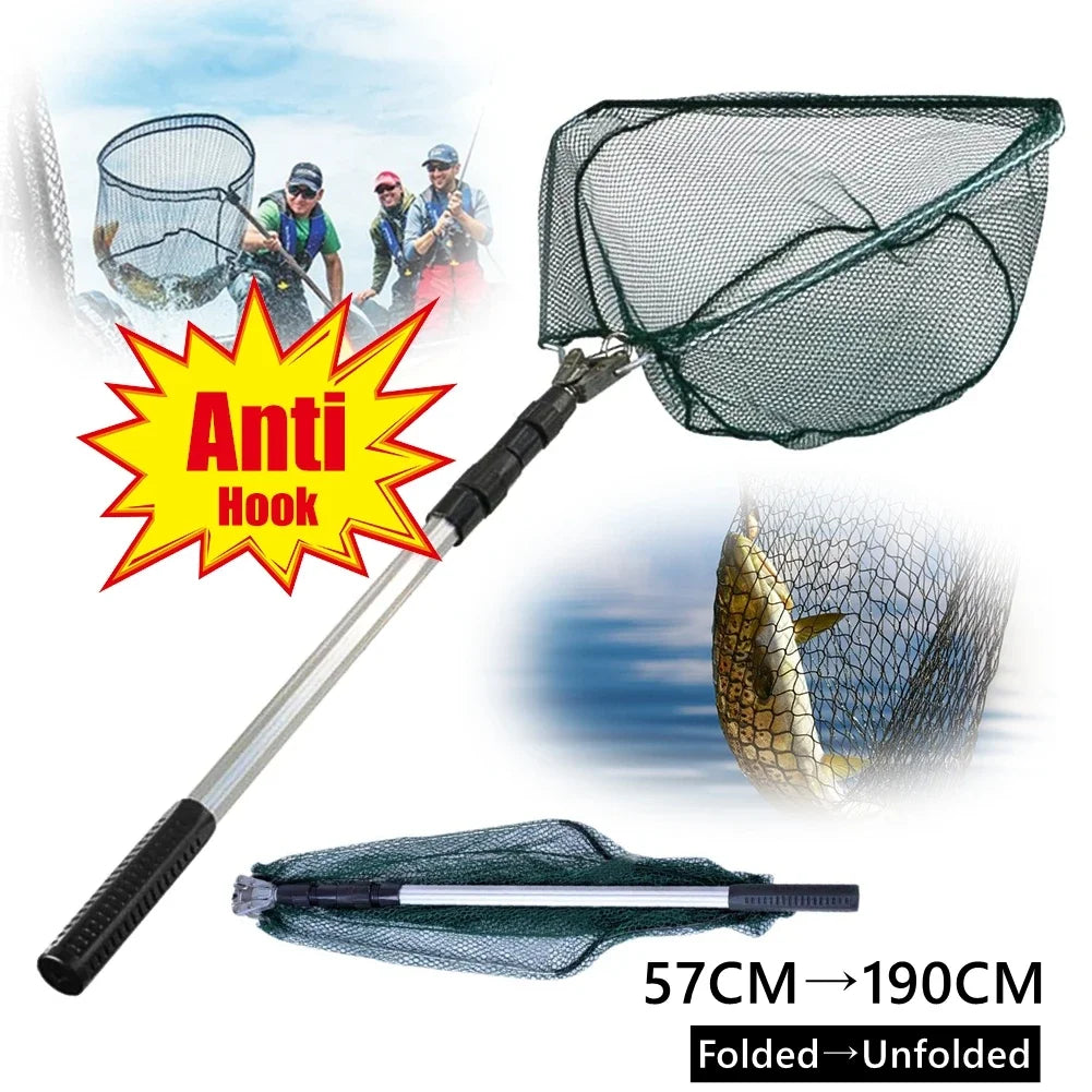 55cm-190cm telescopic fishing net, suitable for salmon, carp, catfish,