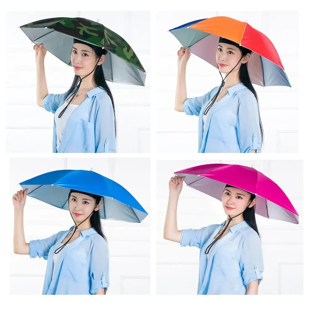 1PC Umbrella Hat Windproof Fishing Head Wearing Sunshade Rain Gear