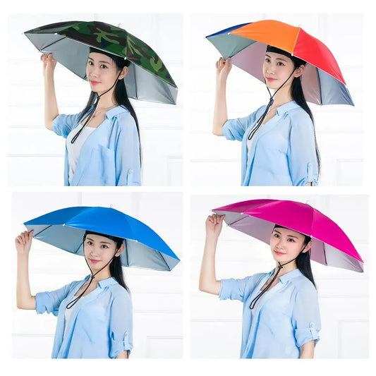 1PC Umbrella Hat Windproof Fishing Head Wearing Sunshade Rain Gear