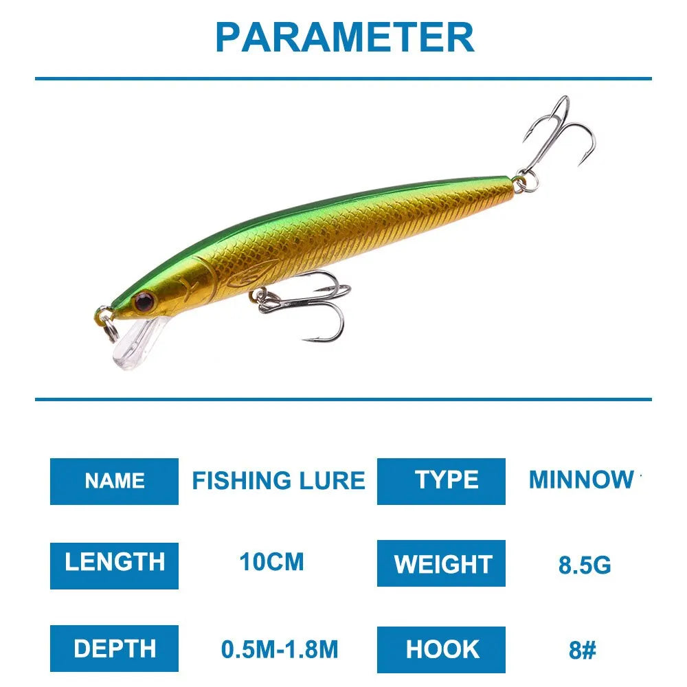 10 Pcs Fishing Lure Set Mini Fishing Hard Bait Minnow Floating Swing