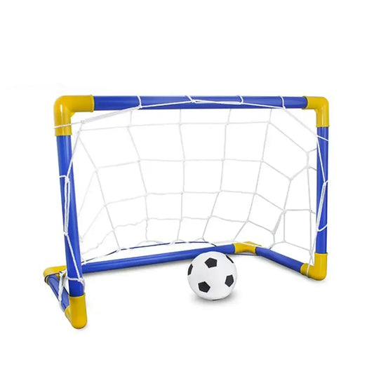 Folding Mini Football Soccer Ball Plastic Removable Goal Post Net Set