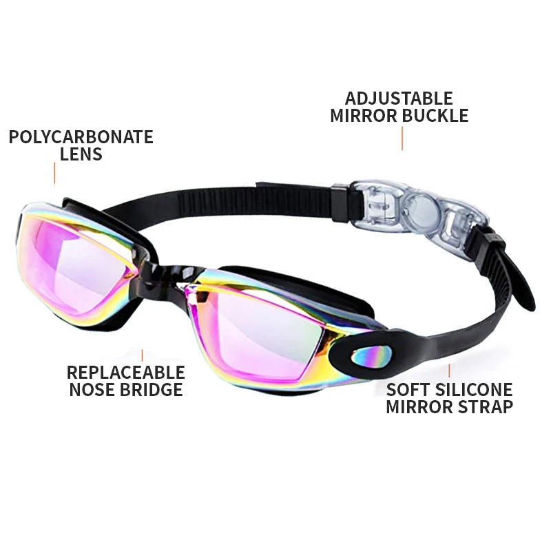 Swimming Goggles Adult Myopia Swimming Goggles One-piece Earplugs