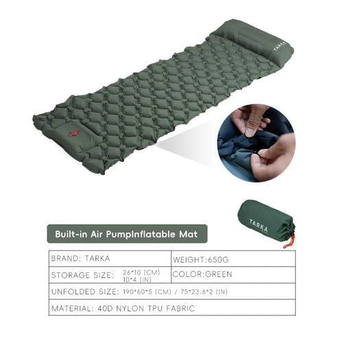 TARKA Inflatable Camping Mats Air Cushion With Pillow Outdoor Tourist