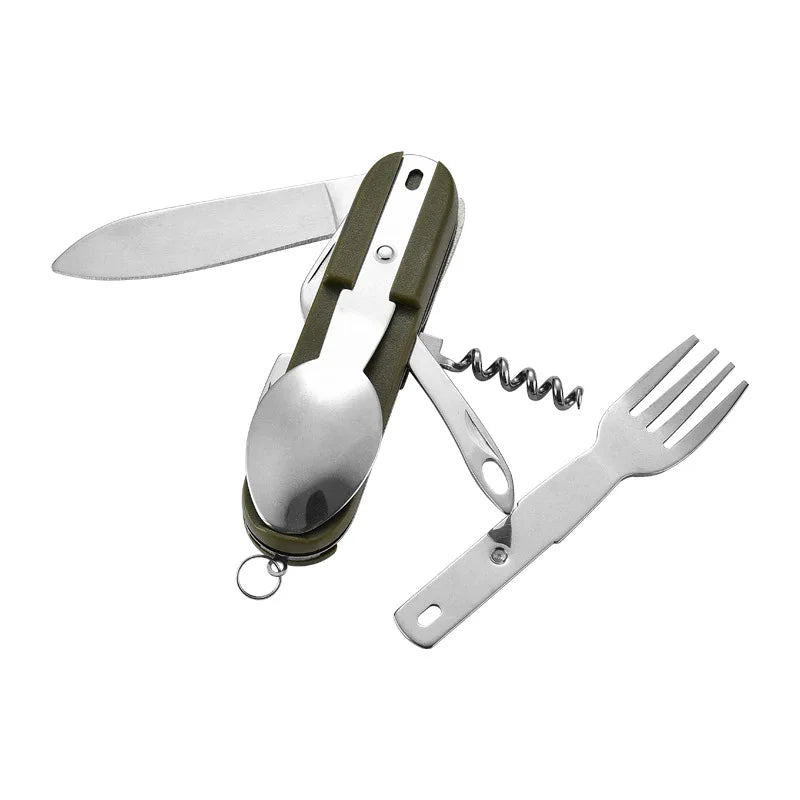 7in1 Multi Function Outdoor Diner Stainless Steel Folding Fork Knife