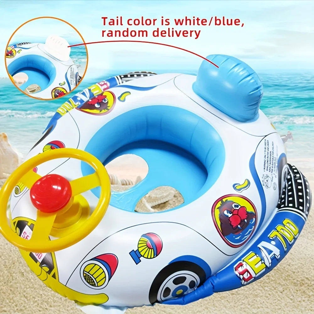 Baby Inflatable Pool Float Swimming Float Boat with Steering Wheel