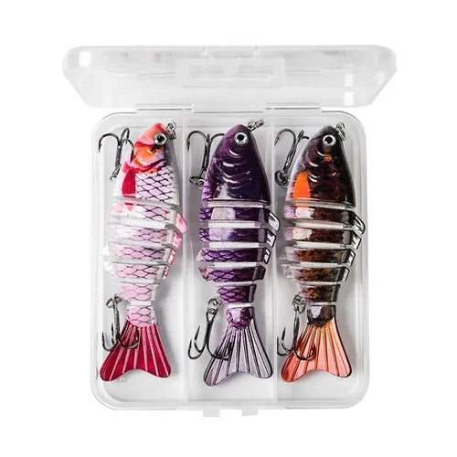 3PCS/Box Fishing Wobbler Lifelike 7 Segment Swimbait Crankbait Hard