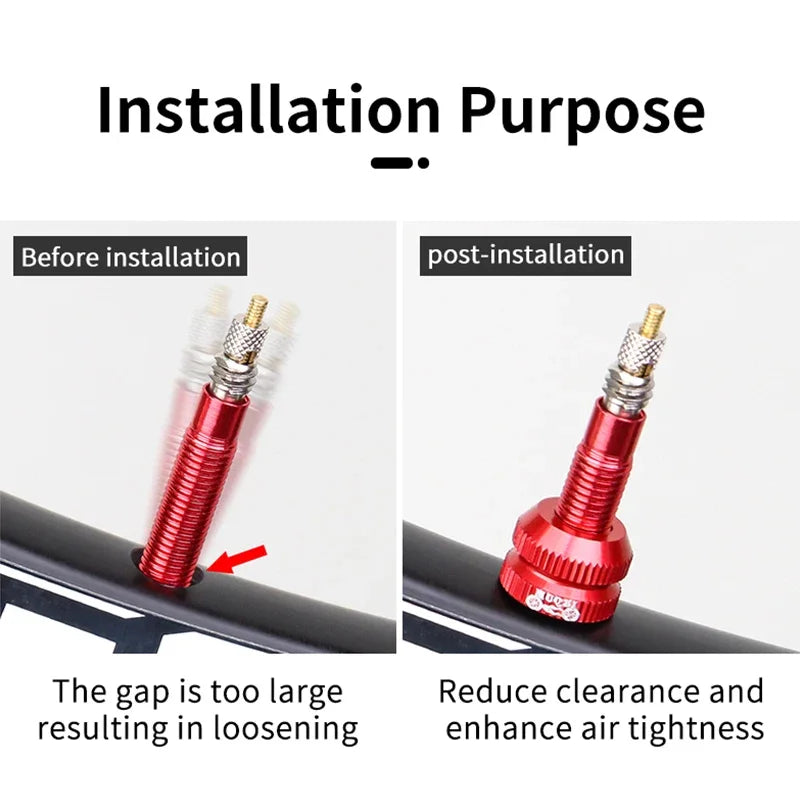 2Pcs Bike Tubeless Tire Presta Valve Nut MTB Road Bicycle Rim Aluminum