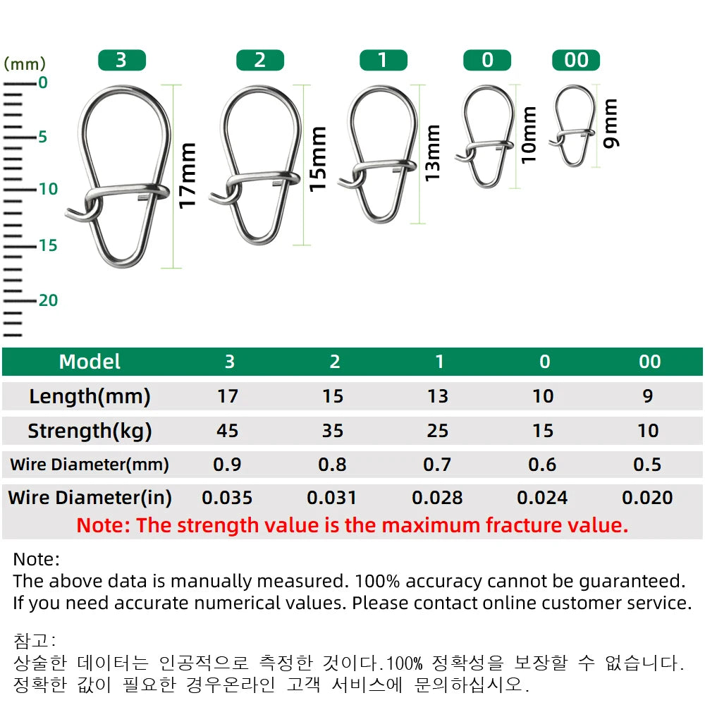 100pcs Fishing Nice Hooked Snap Pin 304 Stainless Steel Rolling Swivel