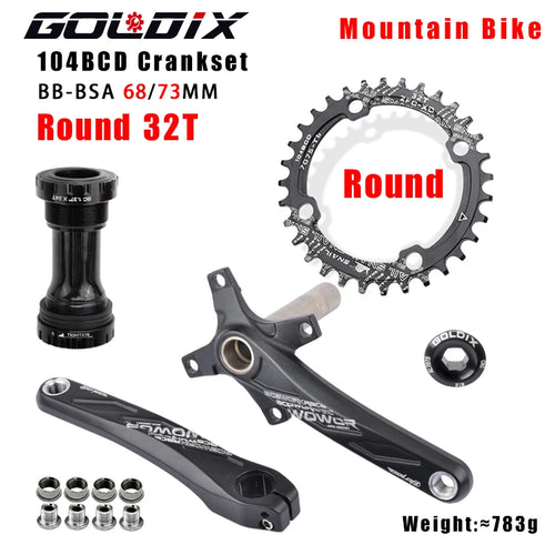 GOLDIX 104BCD Wide and narrow teeth bicycle crankset 170/175mm crank