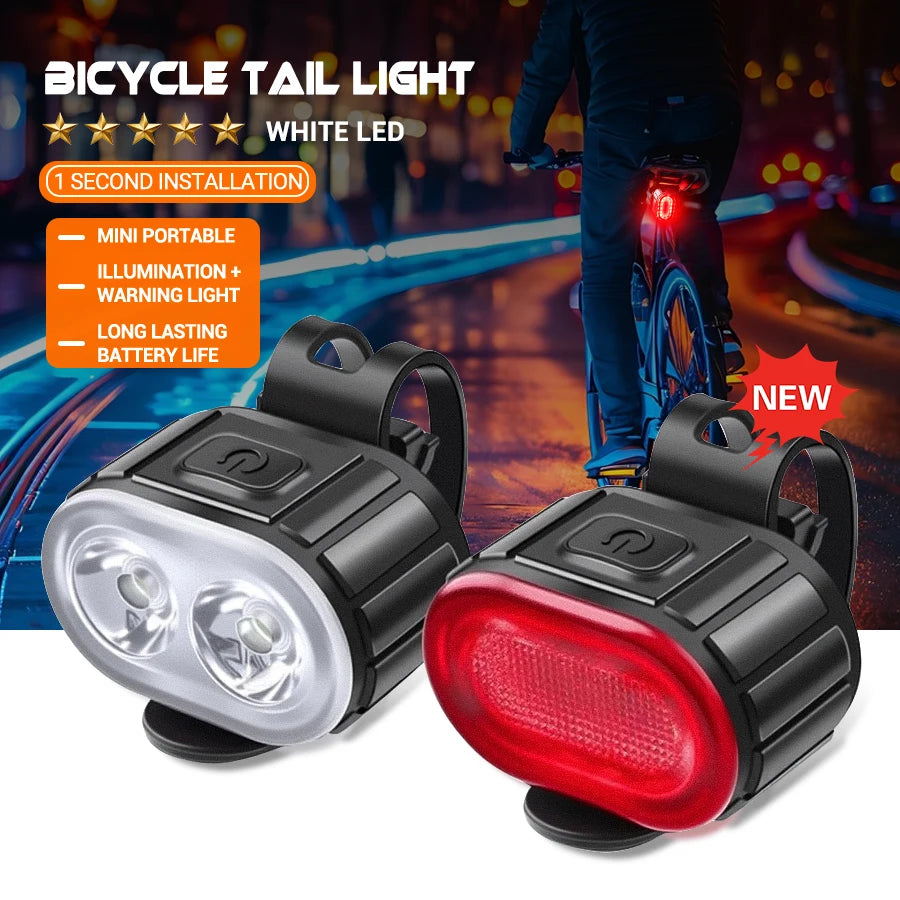 Front Rear Bike Lights Rechargeable Bicycle Cycling USB Flashlight for