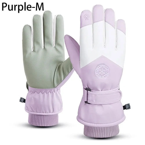Winter Snowboard Ski Gloves PU Leather Non-slip Touch Screen