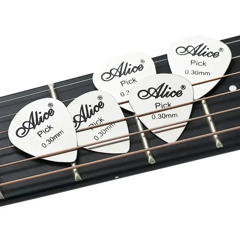 Alice 10Pcs Metal Guitar Pick 0.3mm Thin Durable Silver Color