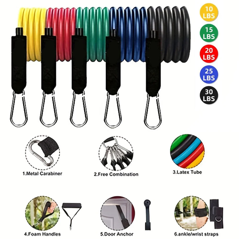 11pcs/Set Pull Rope, Resistance Bands, Portable Fitness Equipment,