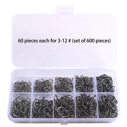 1000PCS Fishing Hooks Set High Carbon Steel Sharp Durable Barbed