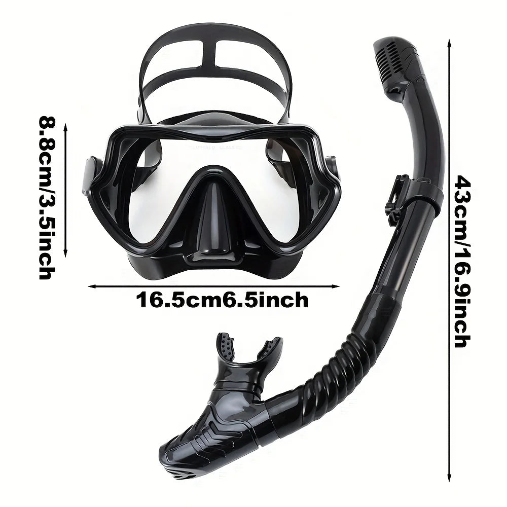 Scuba Diving Mask Snorkel Set For Adults Tempered Glass Professional