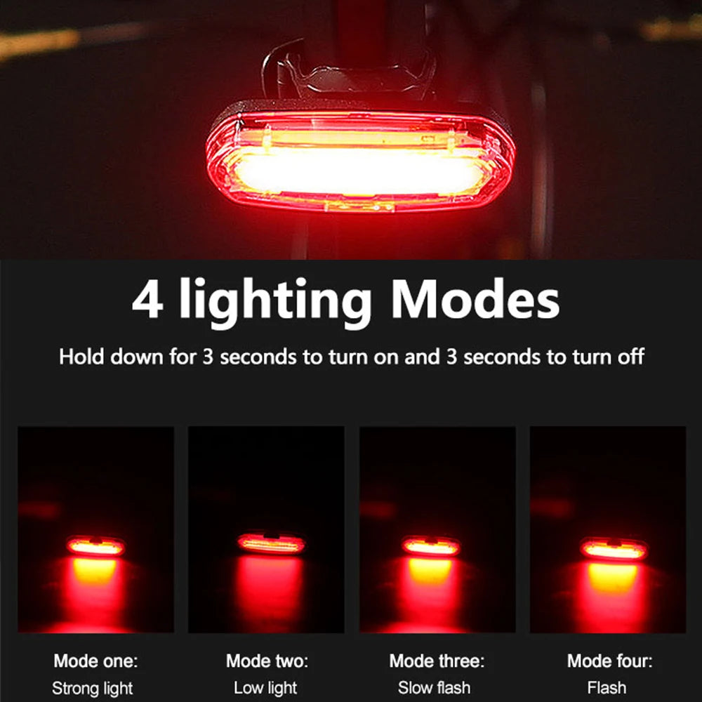 MTB Road Bike Rear Light USB Rechargeable LED Bike Tail Light Easy to