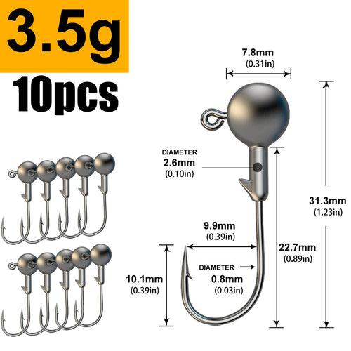 JYJ 1g 2g 3g 4g 5g 10g 20g 22g 25g 28g crank Jig head hook fishing