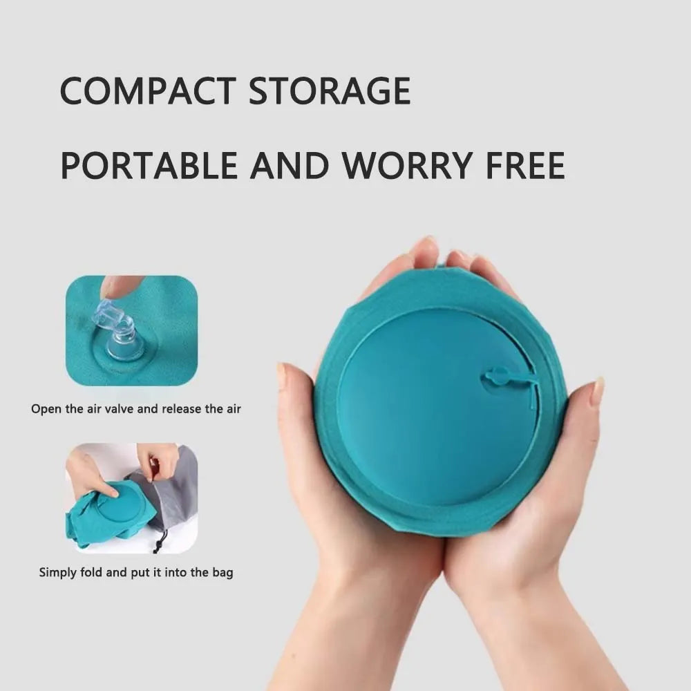 TARKA Flocking Inflatable Neck Pillow Portable Pillow Can Be Stored
