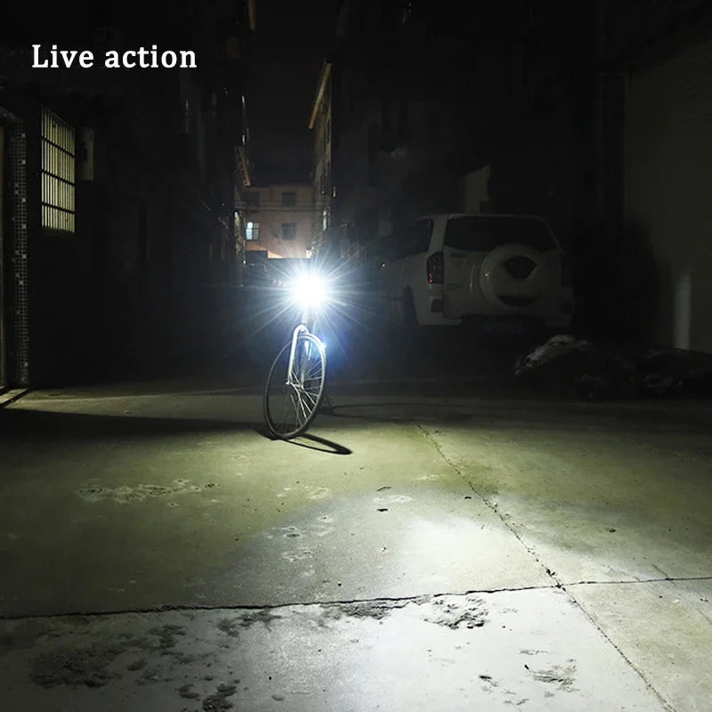 Bicycle Front Light with Electric Horn Waterproof Bike Headlight USB