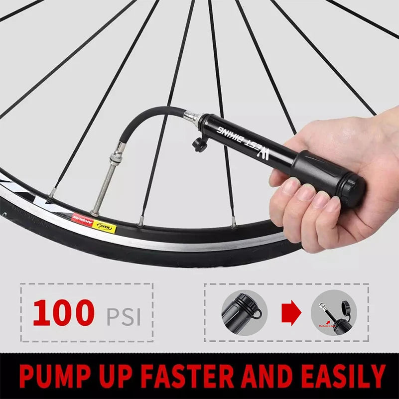 WEST BIKING 100Psi Mini Bike Pump Aluminum Alloy Bicycle Hand Air Pump