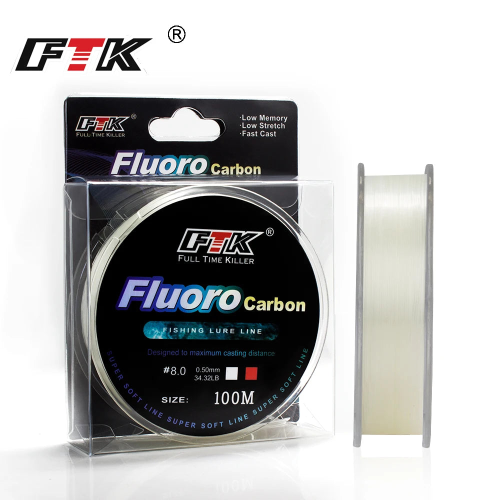 FTK 100m 4.13-34.32LB Fluorocarbon Fishing Lure Line 0.14mm-0.5mm pink