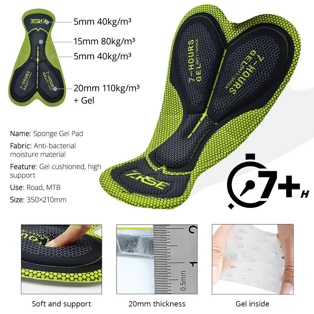 Men's Cycling Bib Shorts Seamless Outdoor Wear Bike Ride 7 Hours