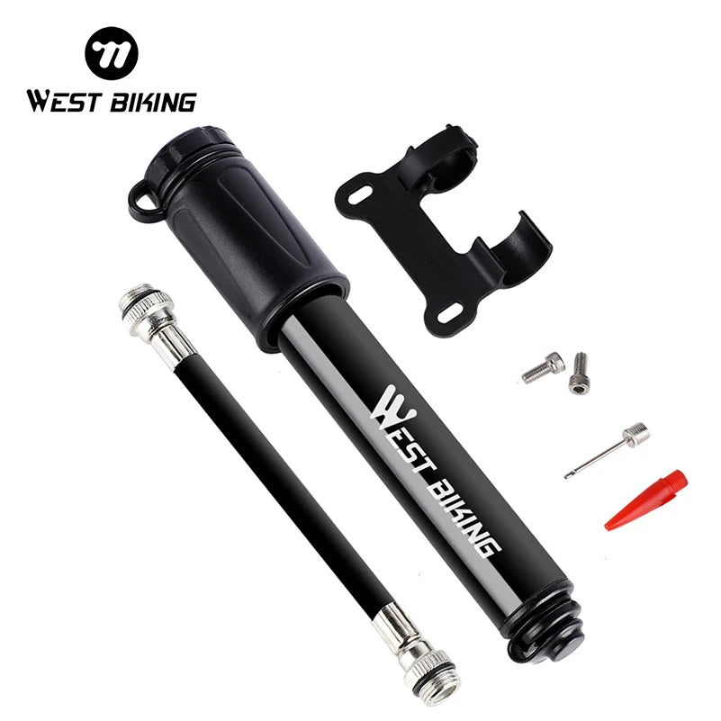 WEST BIKING 100Psi Mini Bike Pump Aluminum Alloy Bicycle Hand Air Pump