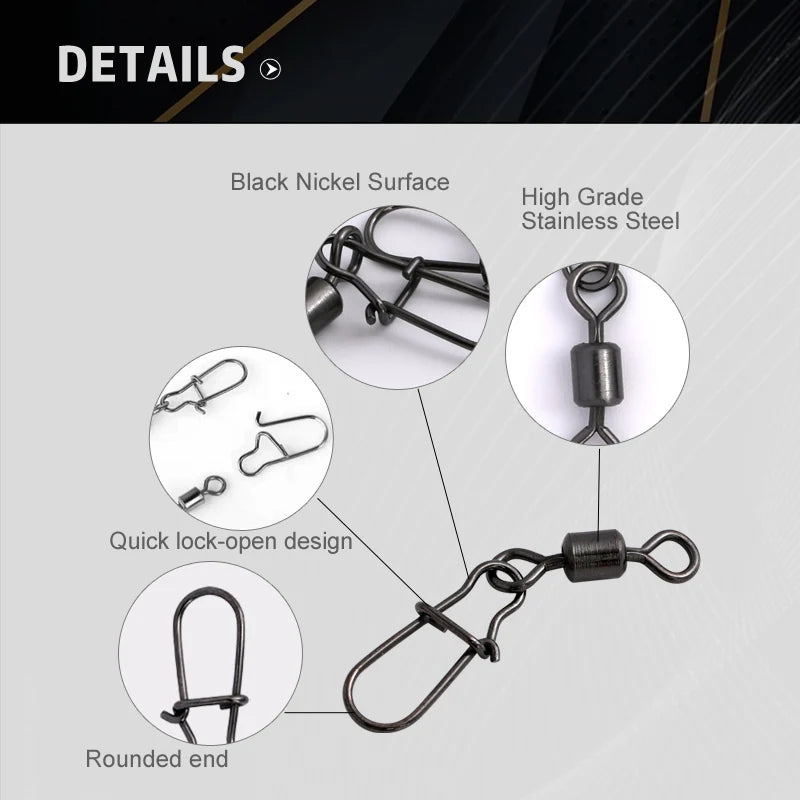 50pc/box Stainless Steel Fishing Connector Pin 4# 6# 8#10#12# Bearing