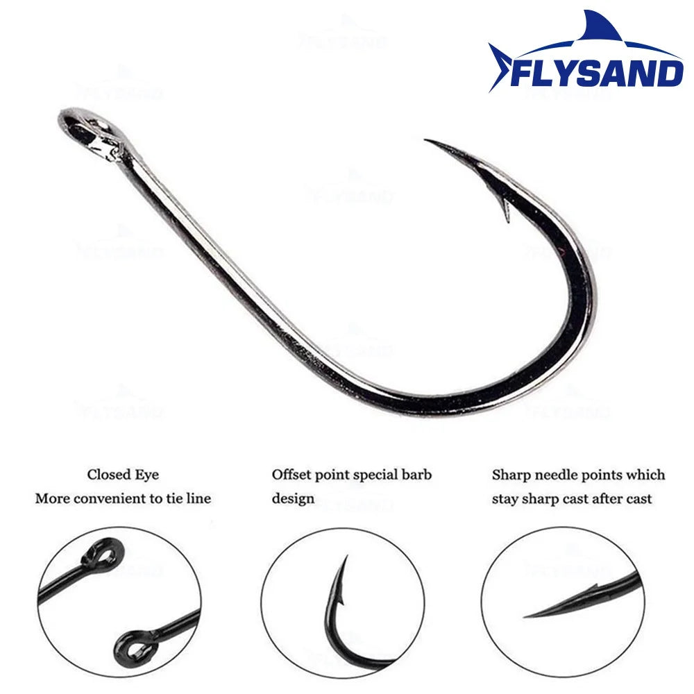 FLYSAND 100pcs/500pcs High Carbon Steel Fishing hooks Mixed Size