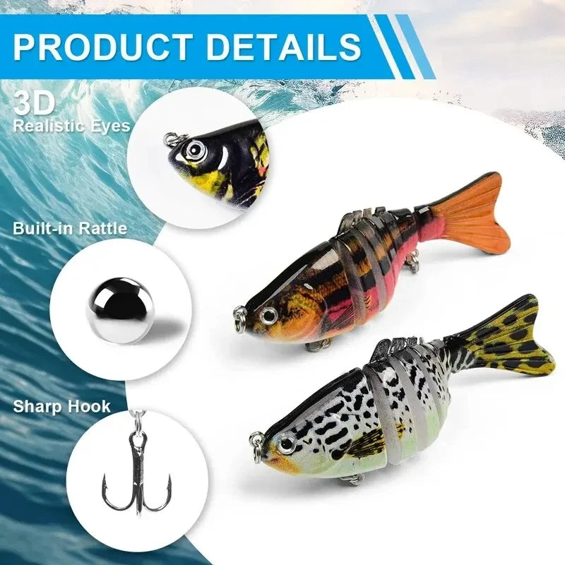 3PCS/Box Fishing Wobbler Lifelike 7 Segment Swimbait Crankbait Hard