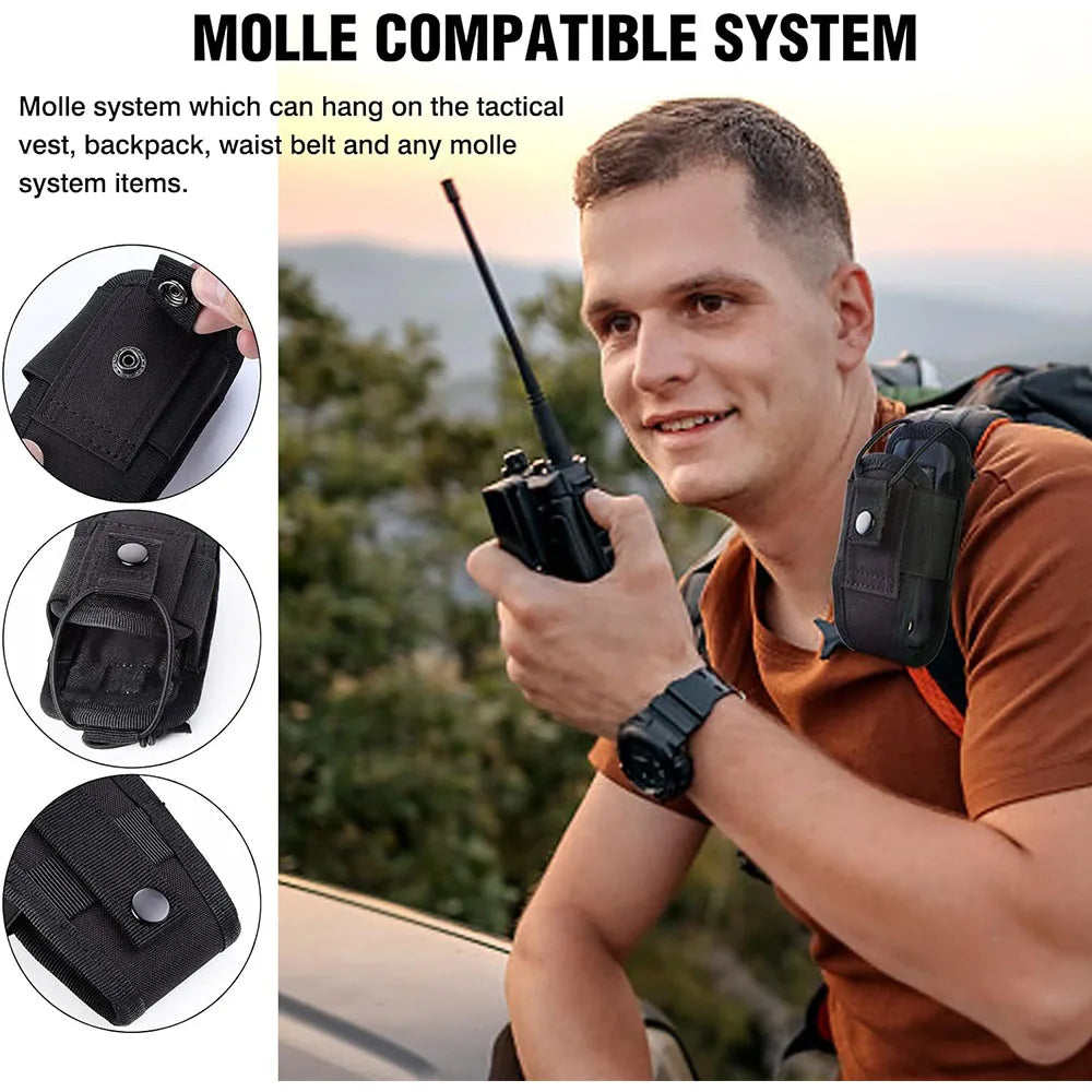 Tactical Walkie-Talkie Bag Radio Case Intercom Universal Pouch for