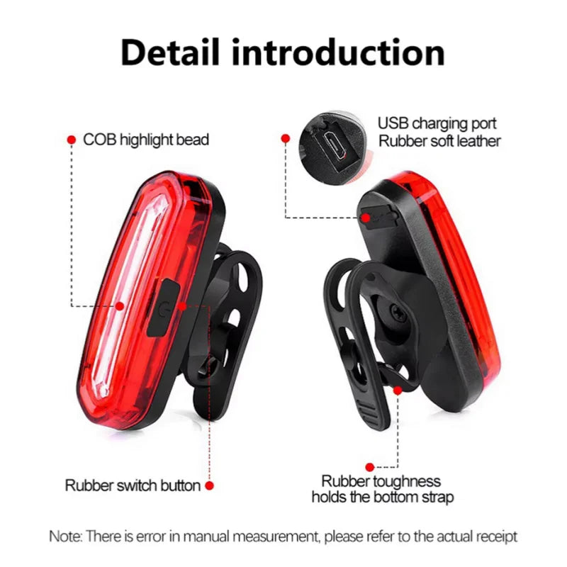 Bicycle Taillight MTB Red Bike Rear Light USB Rechargeable LED Cycling