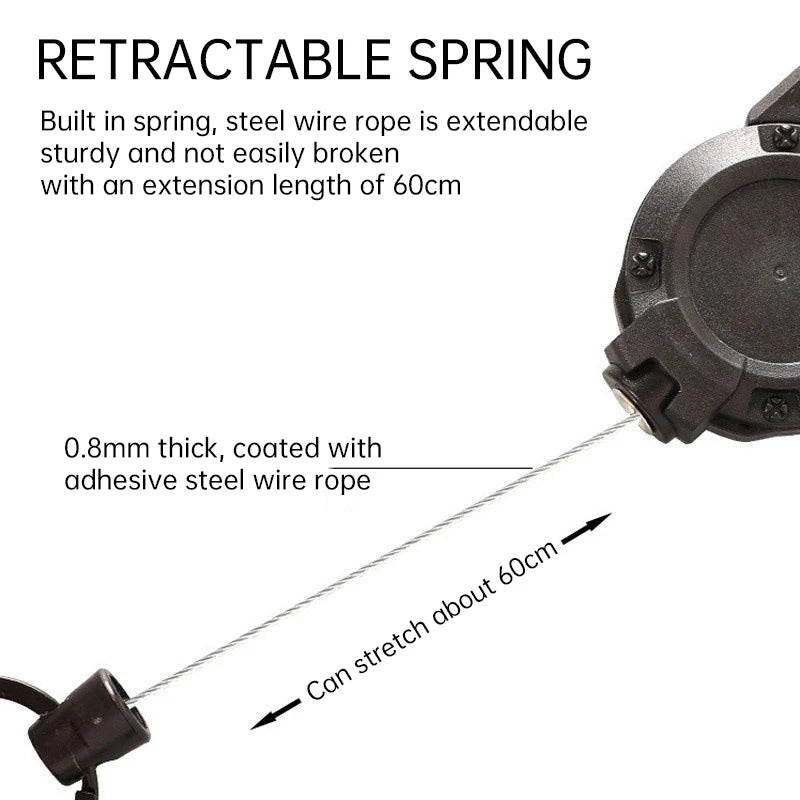 Adjustable key chain adopts steel wire rope anti-fall easy to pull