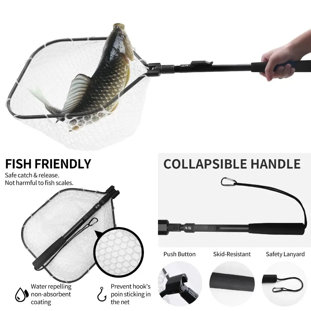 55cm-190cm telescopic fishing net, suitable for salmon, carp, catfish,