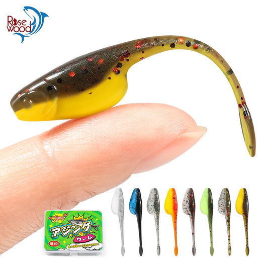 Rosewood Crappie Minnow Shad Soft Baits 5cm Ajing Worm Fishing Lure