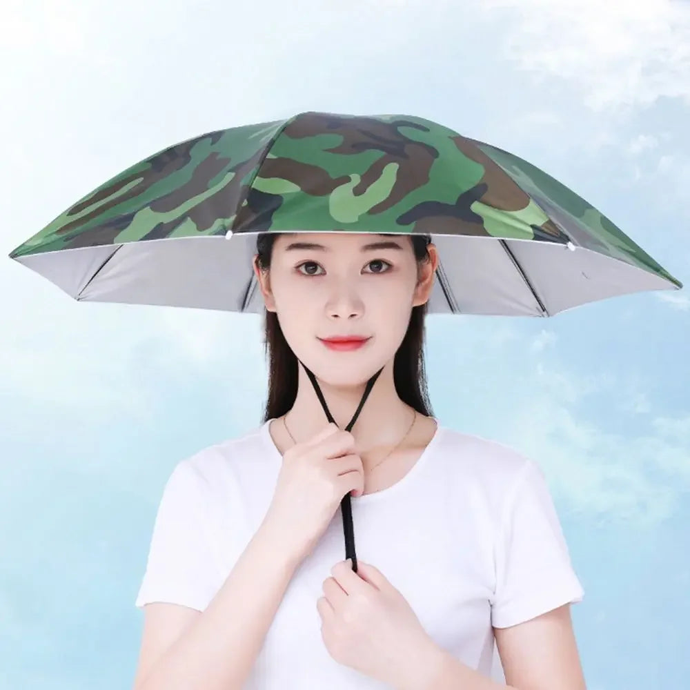 1PC Umbrella Hat Windproof Fishing Head Wearing Sunshade Rain Gear