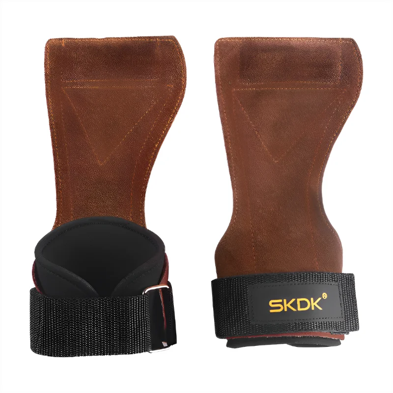 Cowhide Gym Gloves Grips Anti-Skid Weight Power Belt Lifting Pads