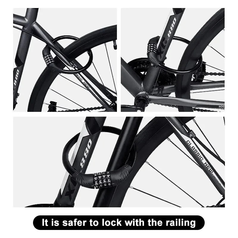 Bike Lock Mountain Bike Portable Security 4-digit Code Bike Lock for