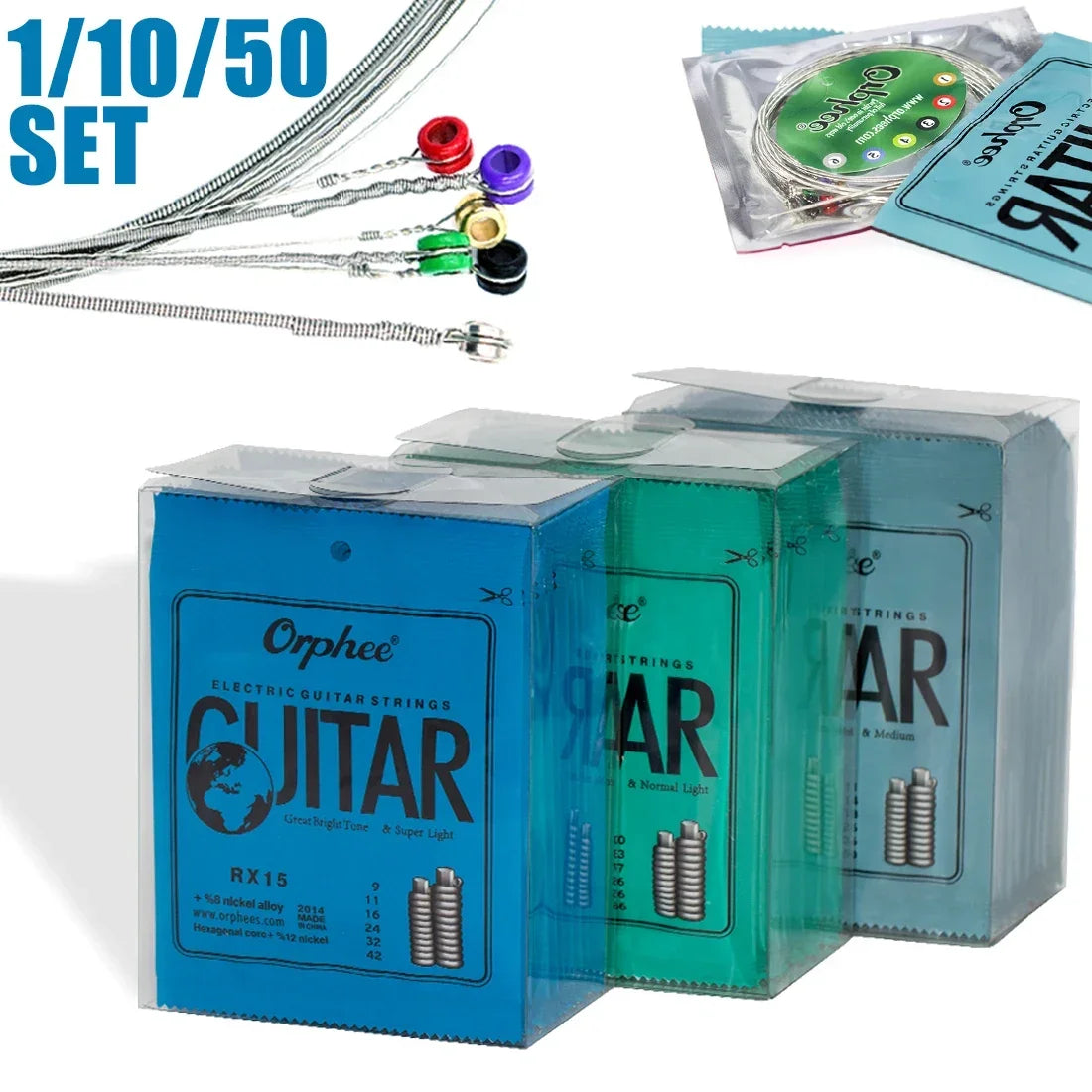 10/50 Set Orphee Electric Guitar Strings Set RX Series Hexagonal